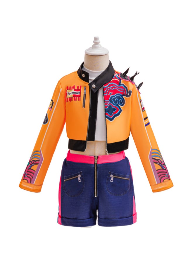 KPop Demon Hunters Rumi Cosplay Costume K-Pop Demon Hunter Outfit with Jacket and Shorts Set, Anime-Inspired Performance Wear for Fans, Events, Stage Shows and Costume Parties 9to11 years 140cm - Image 2